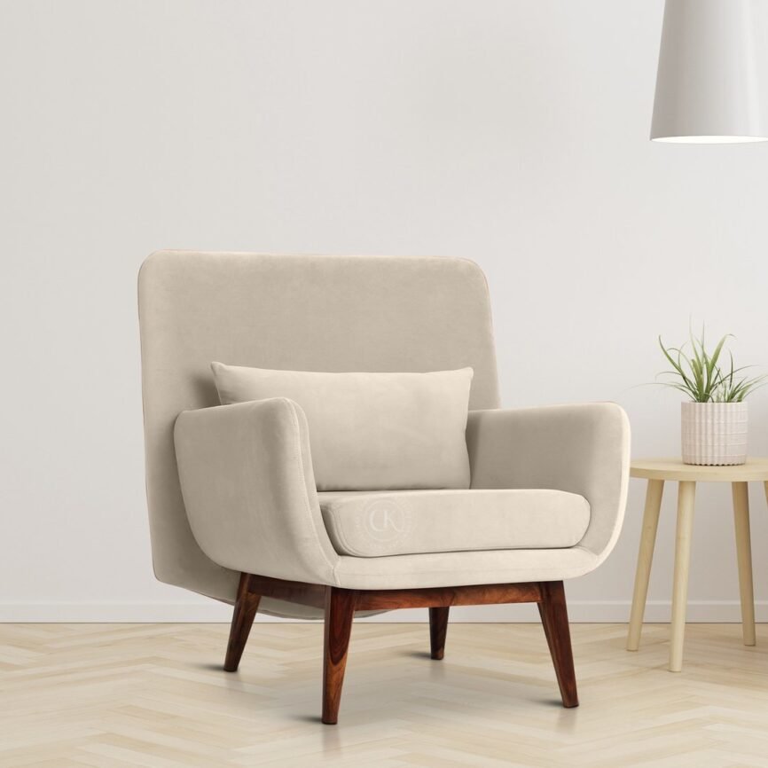 Arm Chair In Walnut Finish