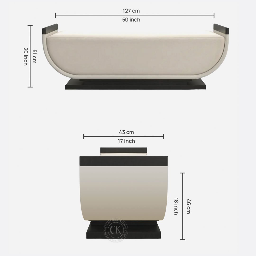 Crescent Sheesham Wood Recamier In Beige Color (2)