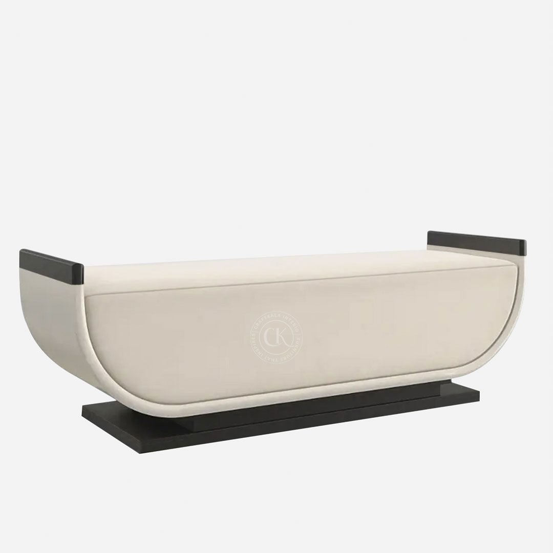 Crescent Sheesham Wood Recamier In Beige Color (3)