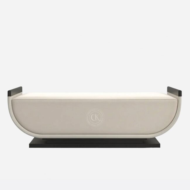 Crescent Sheesham Wood Recamier In Beige Color (4)