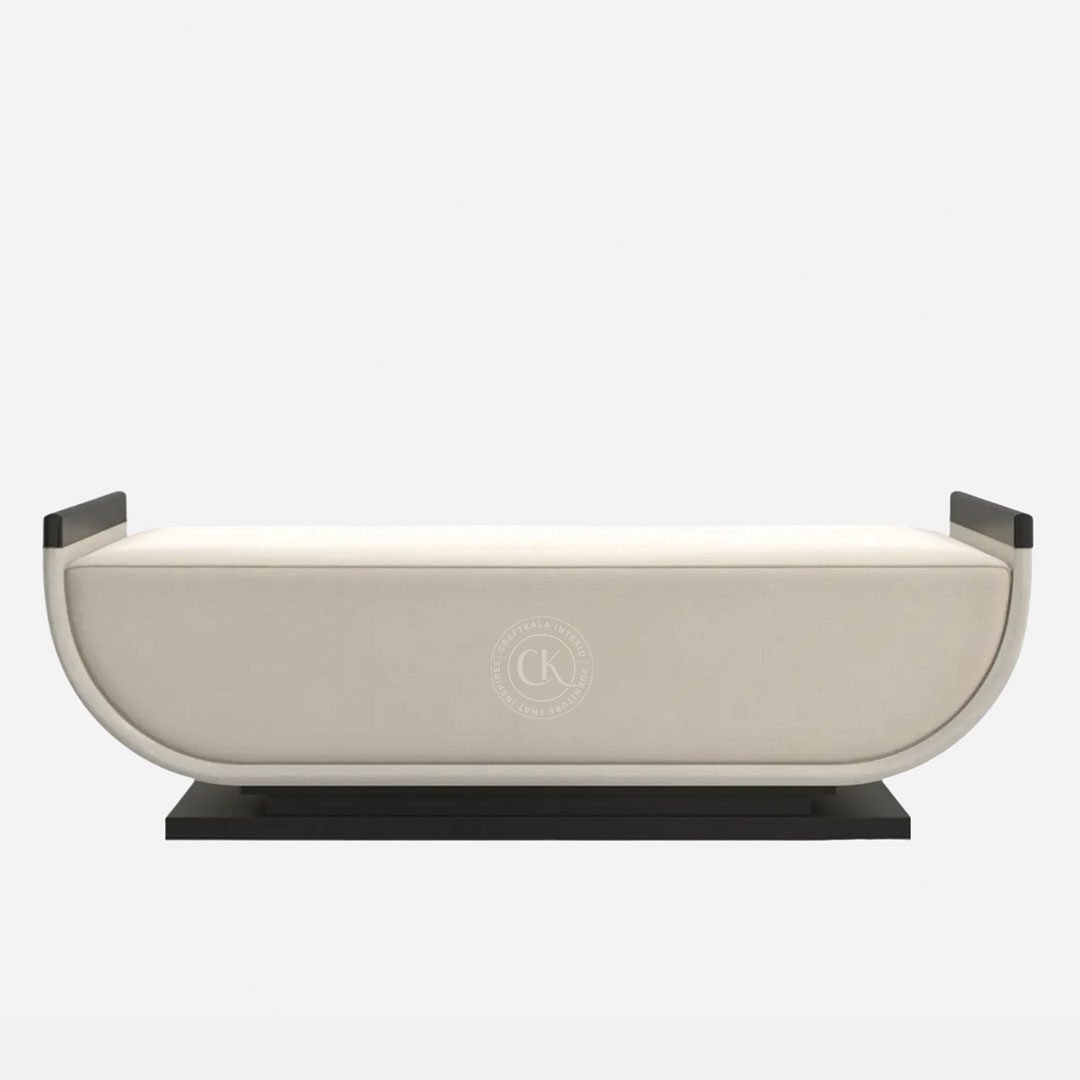 Crescent Sheesham Wood Recamier In Beige Color (4)