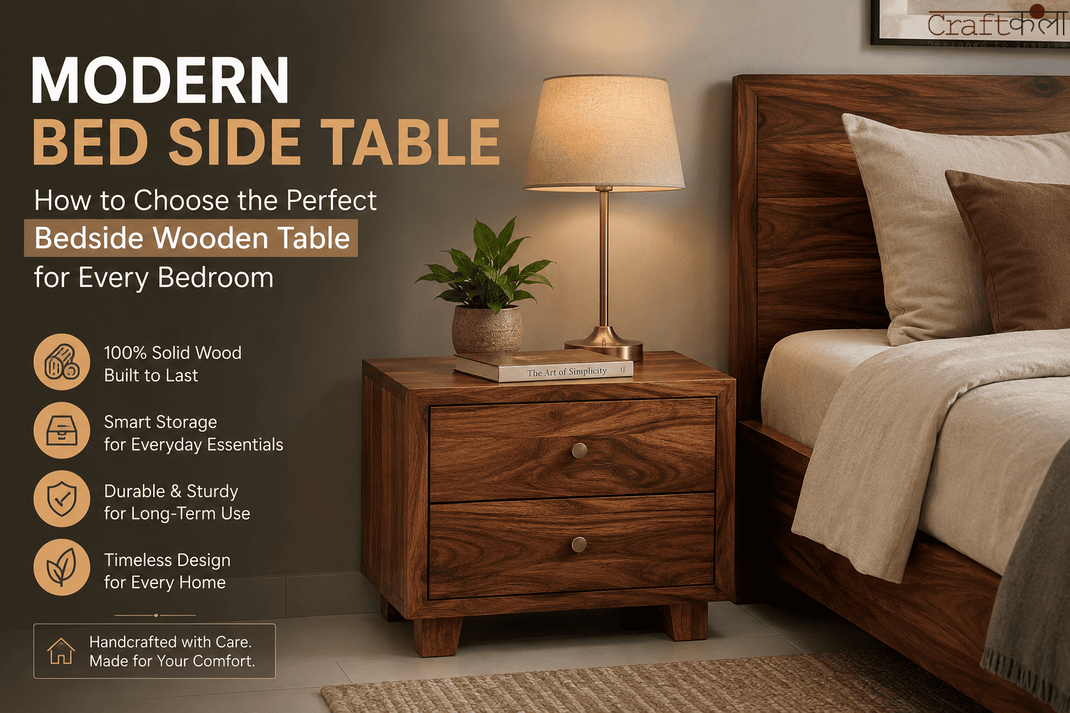 bedside wooden table