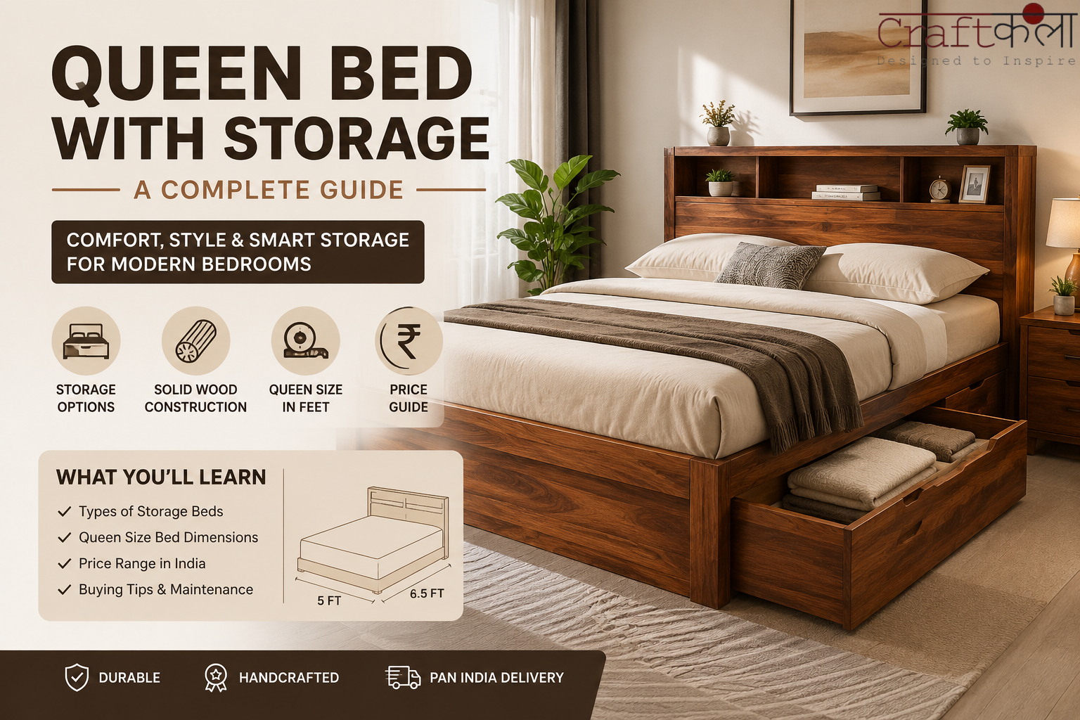 queen bed with storage