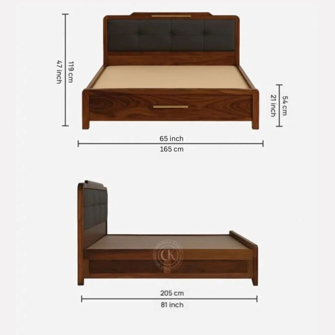 Walter Solid Sheesham Wood Queen Size Bed CK0076A1-1