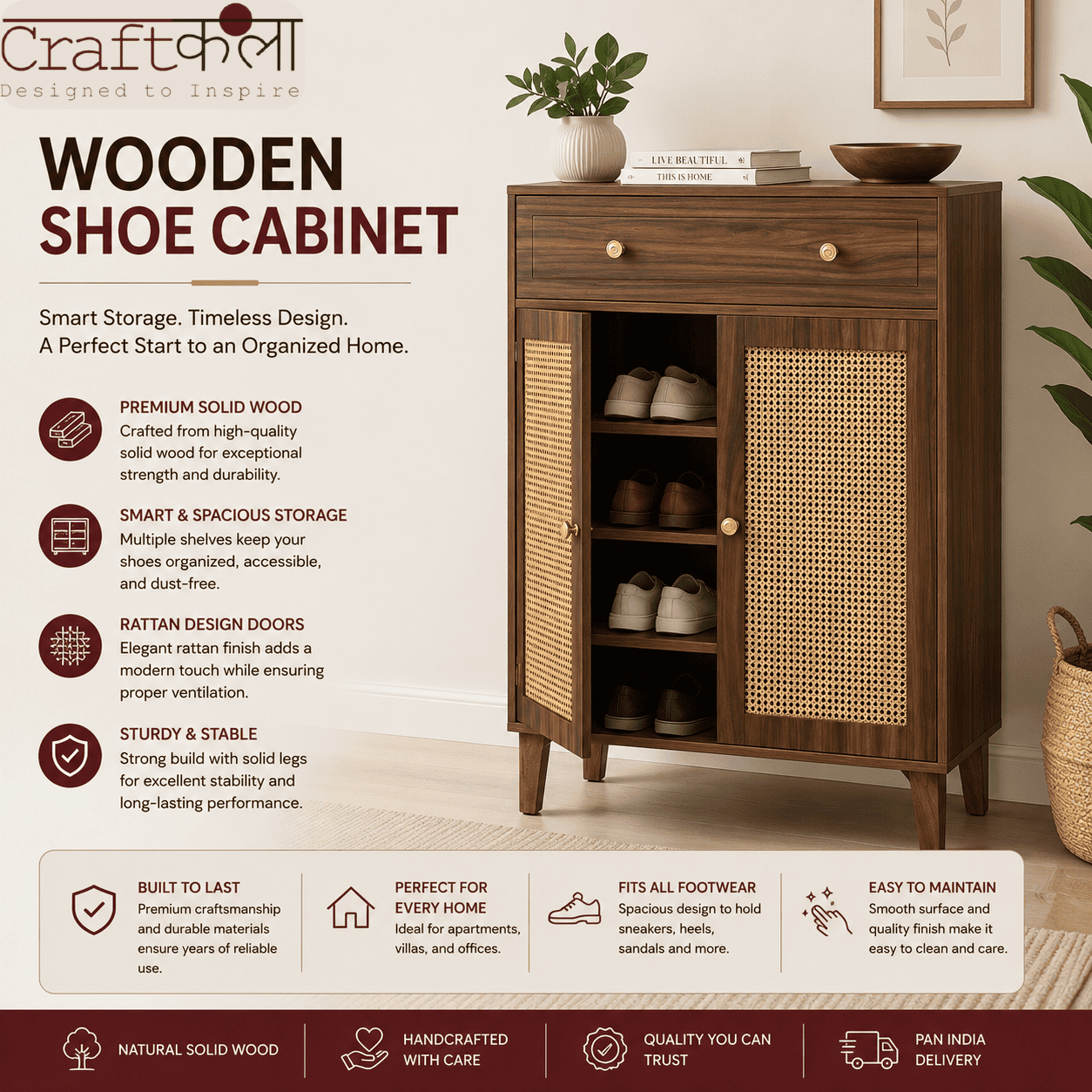 Wooden Shoe Cabinet