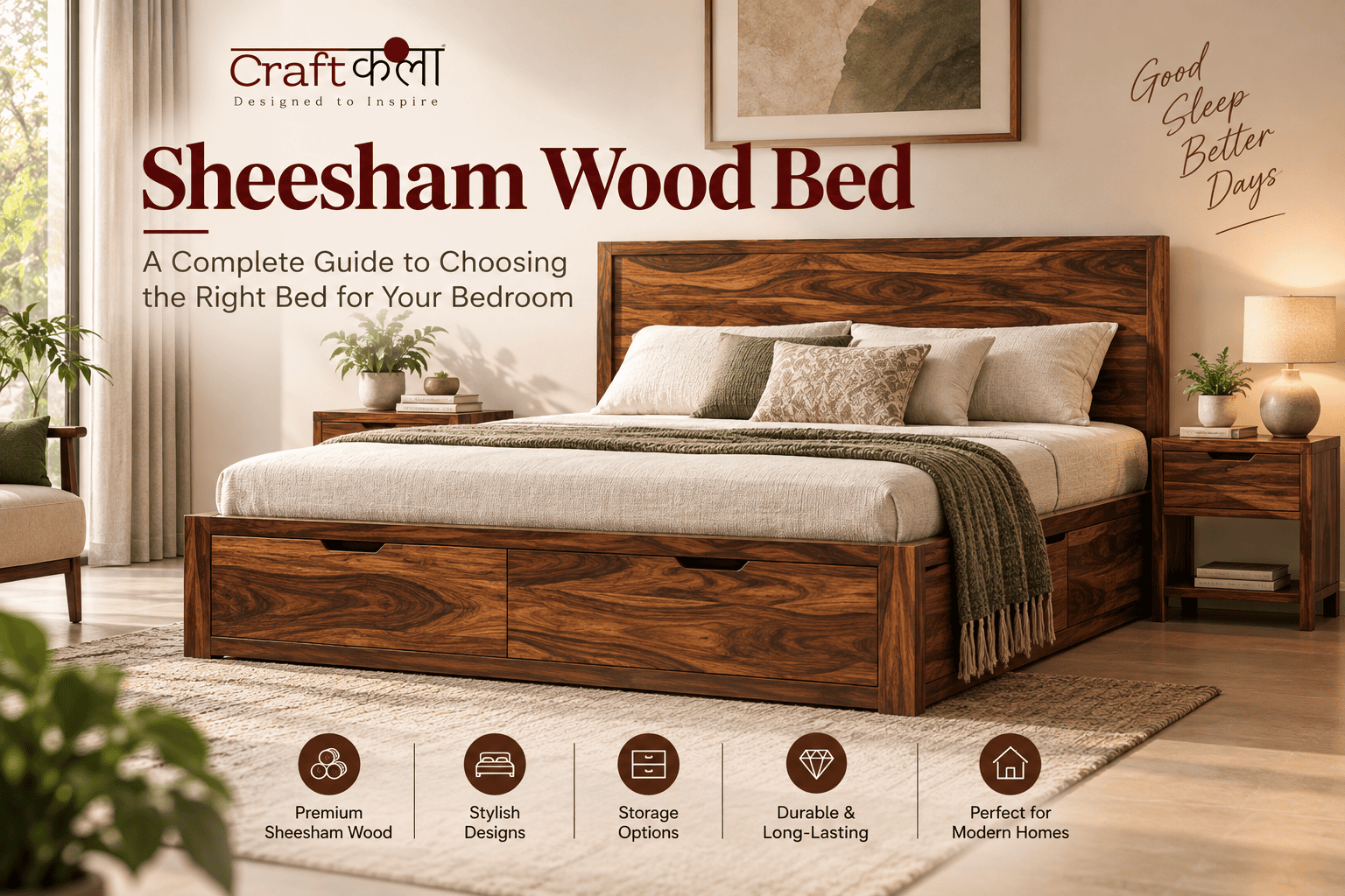 sheesham wood bed